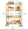DailyNec 4-Tier Bamboo Kitchen Rolling Cart Removable Wood Trolley Island Cart, Utility Cart Multi-Layer Storage Shelf Rack with Wheels